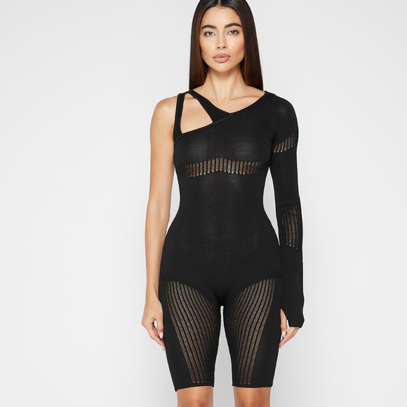 Knitted Contour One Sleeve Jumpsuit - Picture 2 of 4